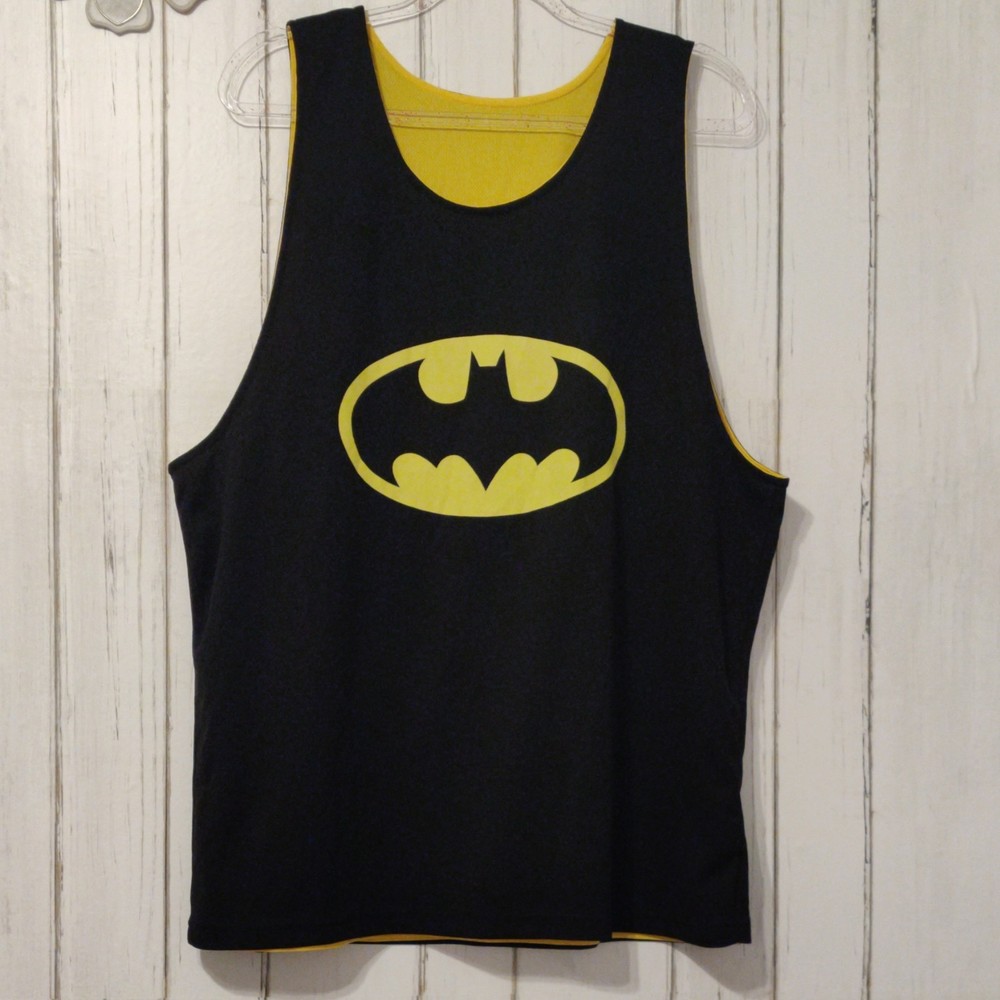 Batman DC Comics Reversible Mesh Tank Top Black/Yellow Logo Men XL/XLT