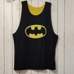 Batman DC Comics Reversible Mesh Tank Top Black/Yellow Logo Men XL/XLT