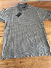 Bill Blass Studio Polo Shirt Mens Size Med Short Sleeve Charcoal New With TagsF2