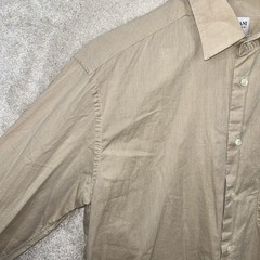 Giorgio Armani Collezioni Italy Cotton Twill Pocket Beige Tan Button Shirt 15.5