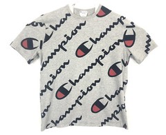 Champion Heritage Men’s Athletic Apparel T Shirt Size XL All Over Logo Gray