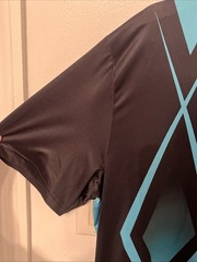 Men’s Size XL Polo Shirt Black, Aqua & Blue Geometric Gradient Short Sleeve