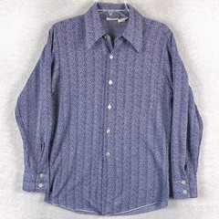 VTG Ely Cattleman Distinctive Apparel Disco Shirt Men M Blue Dagger Collar 70s