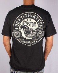 LUCKY 13 BLACK SIN MOTORCYCLE CUSTOM CHOPPER ROCK BIKER PUNK GOTH T SHIRT S-4XL