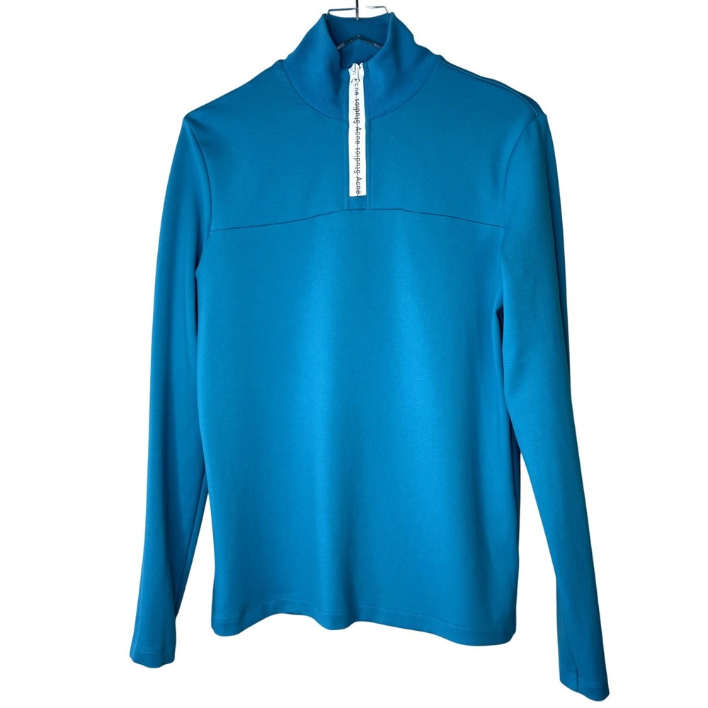 ACNE Studios Quarter Zip Pullover Long Sleeve Shirt Blue Logo Zipper Men’s XS