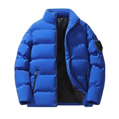 Men’s Stand Collar Winter Cotton Down Puffer Jacket Coat Zipper Pockets Warm
