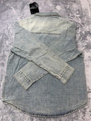 THRT Button Up Strauss Denim Jacket Size Large Distressed Pearl Buttoned NWOT