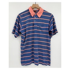 Vintage Izod Lacoste Polo Shirt Mens Medium Blue Crocodile Distressed 80s