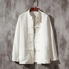Stylish Men’s Solid Color Blouse Jacket for Traditional Kung Fu Tai Chi