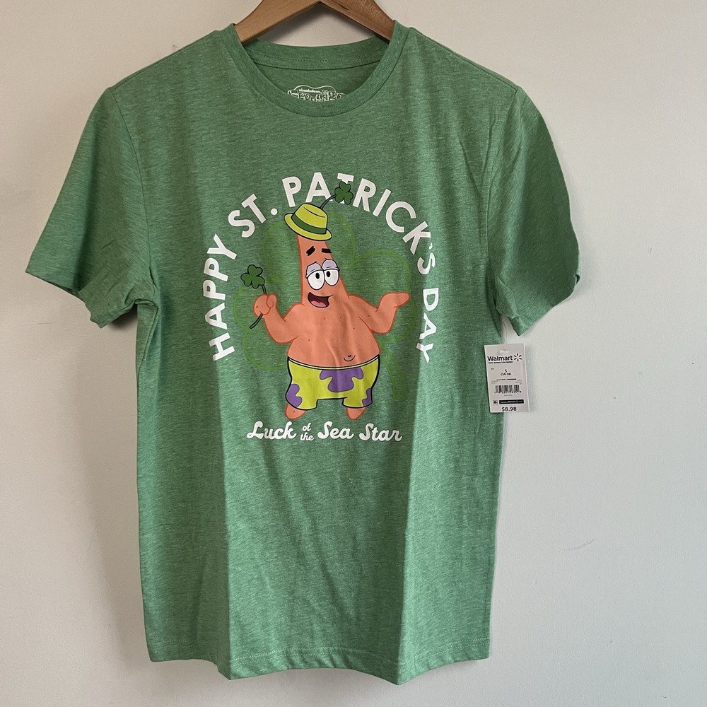 SpongeBob SquarePants Patrick Star Happy St. Patrick’s Day Shirt Green, Adult S