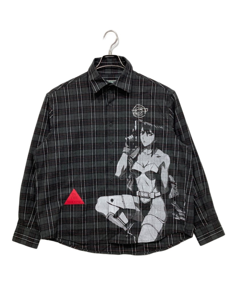 WHOOSIS × GHOST IN THE SHELL Printed Check Shirt / Ghost in the Shell M Size: