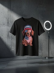 Unisex Dachshund 4th of July US American Flag Doxie Dog Patriotic Graphic