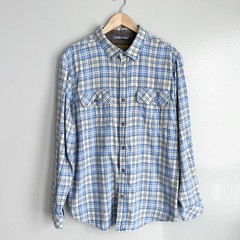 Venado Men’s Plaid Flannel Button Front Shirt Long Sleeve Blue Yellow Size XL