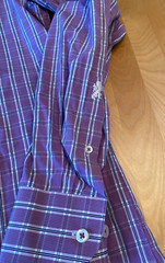 BUGATCHI UOMO PURPLE PLAID FLIP CUFF DRESS SHIRT MENS 151/2 34/35