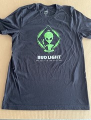 Bud Light Alien Area 51 Black Glow in the Dark T-Shirt Size L