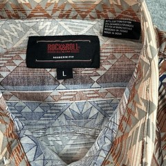 NWT Rock & Roll Western Snap Front Aztec Print Long Sleeve Men’s Size Large