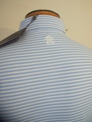 G/FORE Performance Fabric Feeder Stripe Pique Slim Fit Golf Shirt NWT M $120