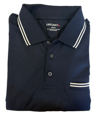 UNTUCKit Caesar LS Polo Shirt Mens Medium Navy 2023 # 41658 Poly Spandex NWOT