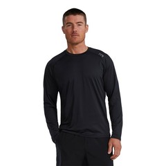 Men’s Athletic Performance Workout Raglan Long Sleeve Tech Tee, Black, Large