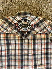 Harley-Davidson Mens Performance Vented Skull Graphic Plaid Short Sleeve Sz XL