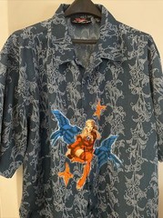 Defying Conventional Concepts DCC Retro Pinup Mens Shirt Short Sleeve Blue XL