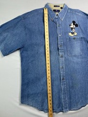 Bill Blass Mickey Denim Shirt Mens X-Large Blue Chambray Button Disney Workwear