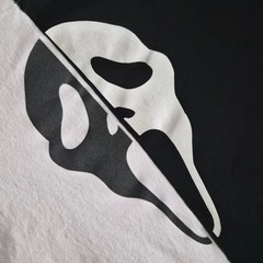 Ghost Face Scream Split Panel Black White Graphic Tee Shirt Mens Medium