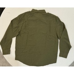 Axis LA Button Geometric Modal Blend Down Shirt Olive Green Mens Office L NWT