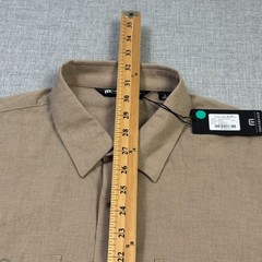Travis Mathew Cloud Flannel Button-Up Shirt Mens L Portabella Beige Long Sleeve