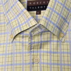Robert Talbott Long Sleeve Button Down Shirt Window Pane Plaid Men’s Size Large