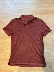 John Varvatos Men’s Sz M 100% Cotton Acid Wash Distressed Short Sleeve Polo Red