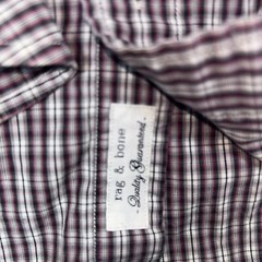 Rag & Bone 100% Cotton Checked Multicolor Point (Straight) Collar Shirt Size 16