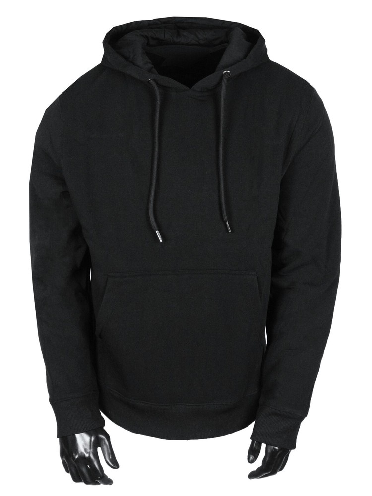 Hoodie Pullover Black Jacket Fleece Pull-Over Kangaroo Pocket SLIM FITTING Hoody