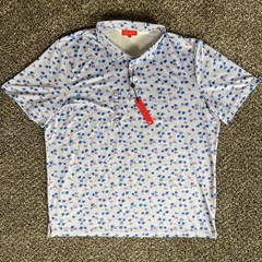 Redvanly Polo Shirt Mens 2XL White Blue Lavender Golf Performance Stretch Leone
