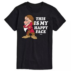 Disney Princess Big & Tall Grumpy Happy Face Graphic Black T-Shirt