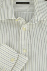 Camicissima Men’s White Brown Blue Yellow Stripe Cotton Dress Shirt 15.5 x 35