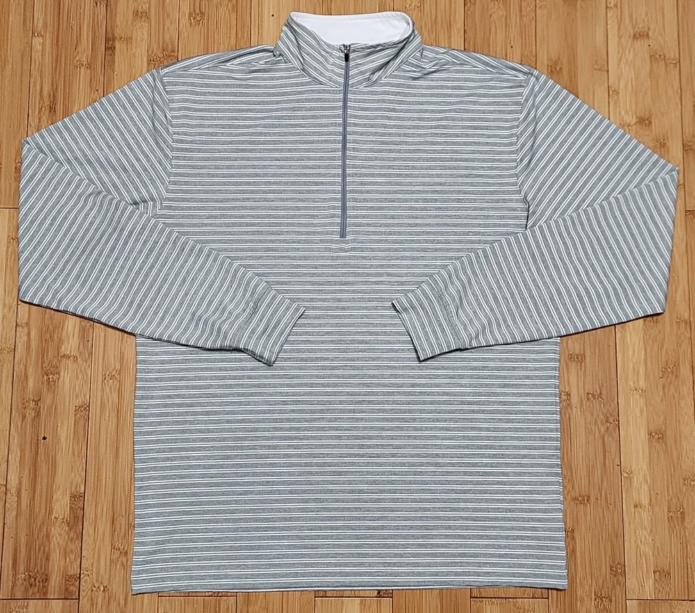 Straight Down 1/4 Zip Golf Pullover Collared Long Sleeve Men’s Medium Logo Gray