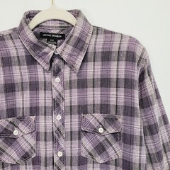 Michael Brandon Mens Button Down Shirt Size M Purple Plaid Preppy Western