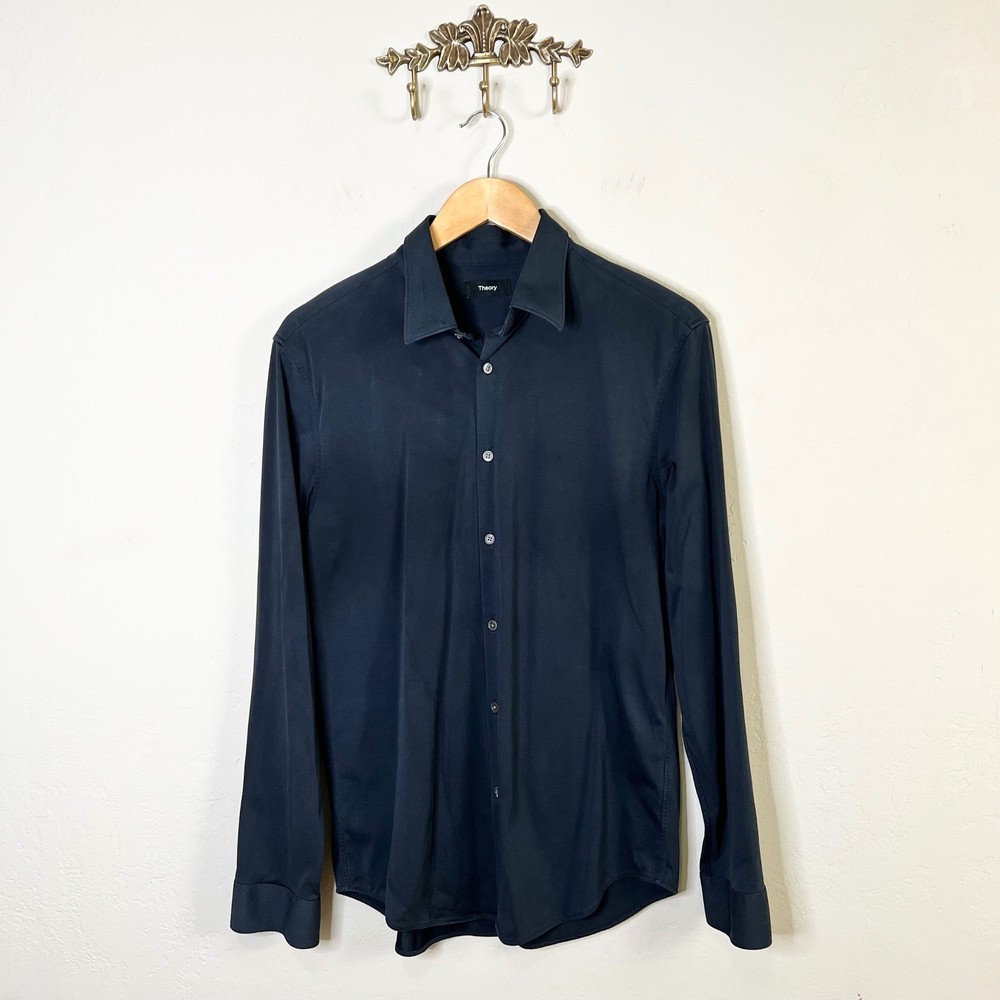 Theory Sylvain Structured Long Sleeve Button Down Shirt Size Large Minimalist