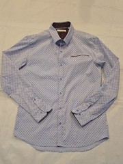 7 Diamonds Lavender Stretch Button-Down with Wine Contrasting Trim Flip Cuffs M