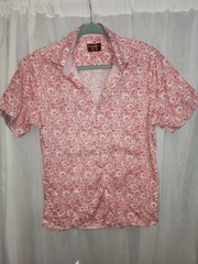 Consequence Mens Button-up Red And White Poppy Print Shirt Small