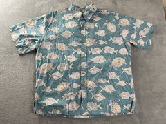 Cooke Street Hawaiian Shirt Mens XL Sea Turtle Ocean Fish Reverse Blue Aloha