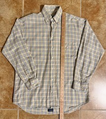 Burberry London Button Down Check Plaid Shirt Men’s Size 38 Light Beige/LT Blue