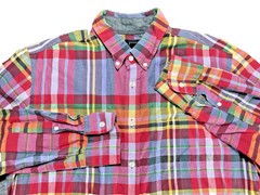 J Crew Men’s Button-Down Shirt Large Indian Madras Plaid Colorful Casual Preppy