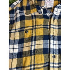 American Eagle Button Down Mens Large Yellow Heritage Flannel Plaid Long Sleeve