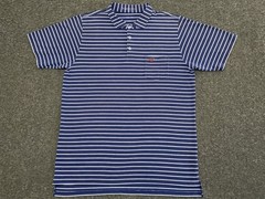B. DRADDY Polo Shirt Mens Large Blue Striped Performance Golf Athletic Casual