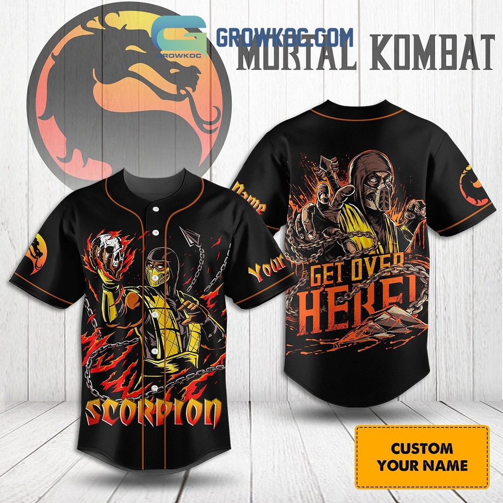 Mortal Kombat Get Over Here Dragon Personalized Baseball Jersey With Sewn Trim