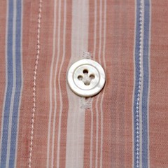 Finamore NWT Casual Button Down Shirt Size XL Light Orange Blue & White Stripe