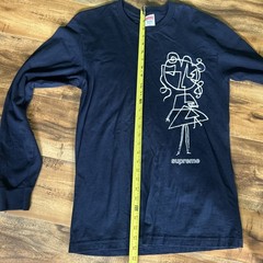 Supreme 2016 Long Sleeve Sketch scribble girl T-Shirt blue made in USA