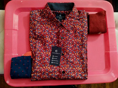 CON.STRUCT Men’s Long-Sleeve Floral 4-Way Stretch Shirt SZ LARGE w/Socks!!